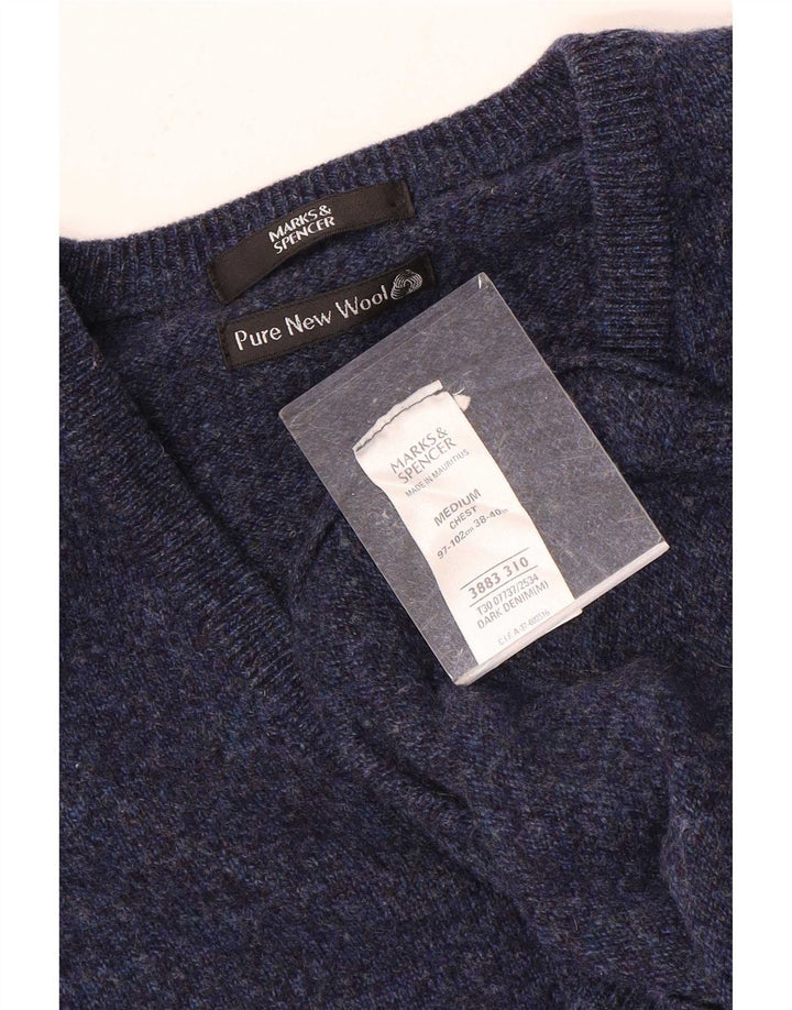 Marks & Spencer, muški džemper s V-izrezom srednje tamnoplave boje s pjegama