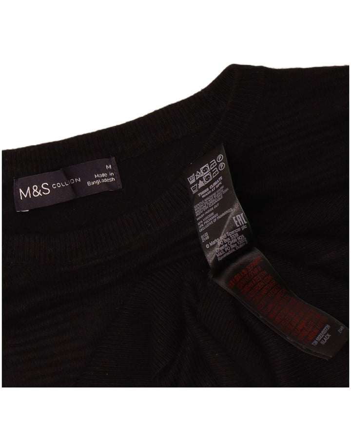 Marks & Spencer ženski džemper s veznim izrezom UK 14 Srednja crna viskoza