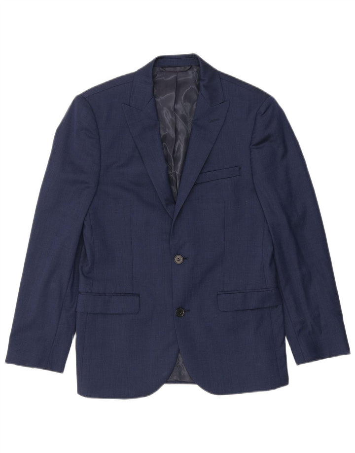 DKNY Mens 2 Button Blazer Jacket EU 48 Medium Navy Blue Wool