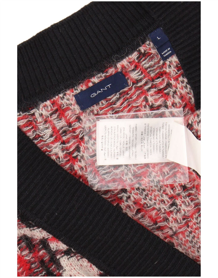 GANT Ženski veliki džemper s V-izrezom UK 16, velika crvena houndstooth
