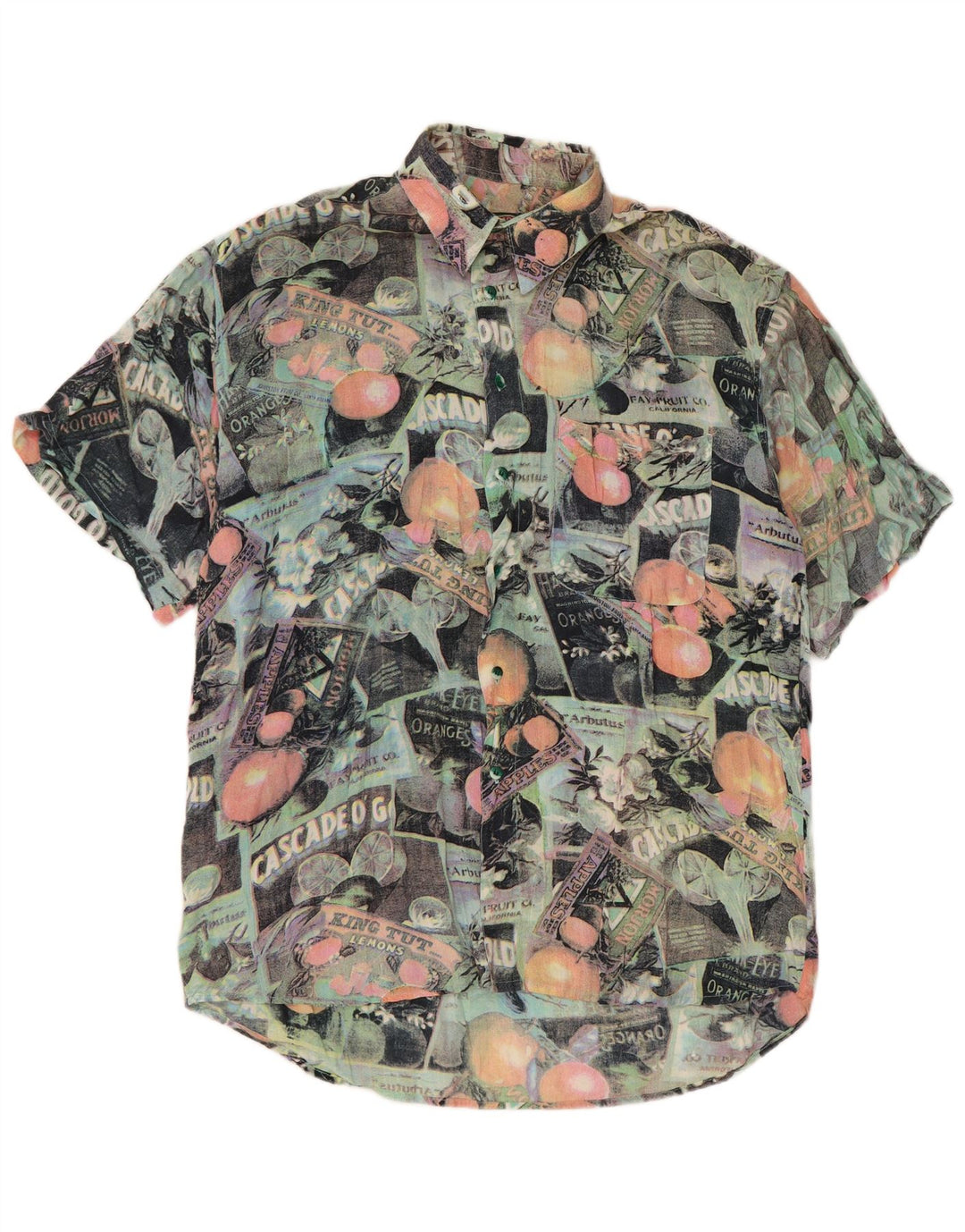 Vintage muška košulja kratkih rukava s apstraktnim uzorkom, velika, retro šarena