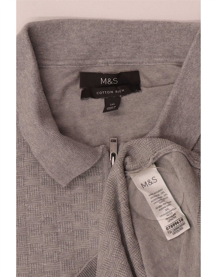 Marks & Spencer muški pulover s polo ovratnikom 2XL, sivi pamuk