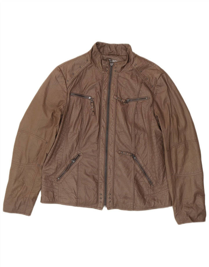 Canda ženska crop kožna jakna UK 16 Large Brown