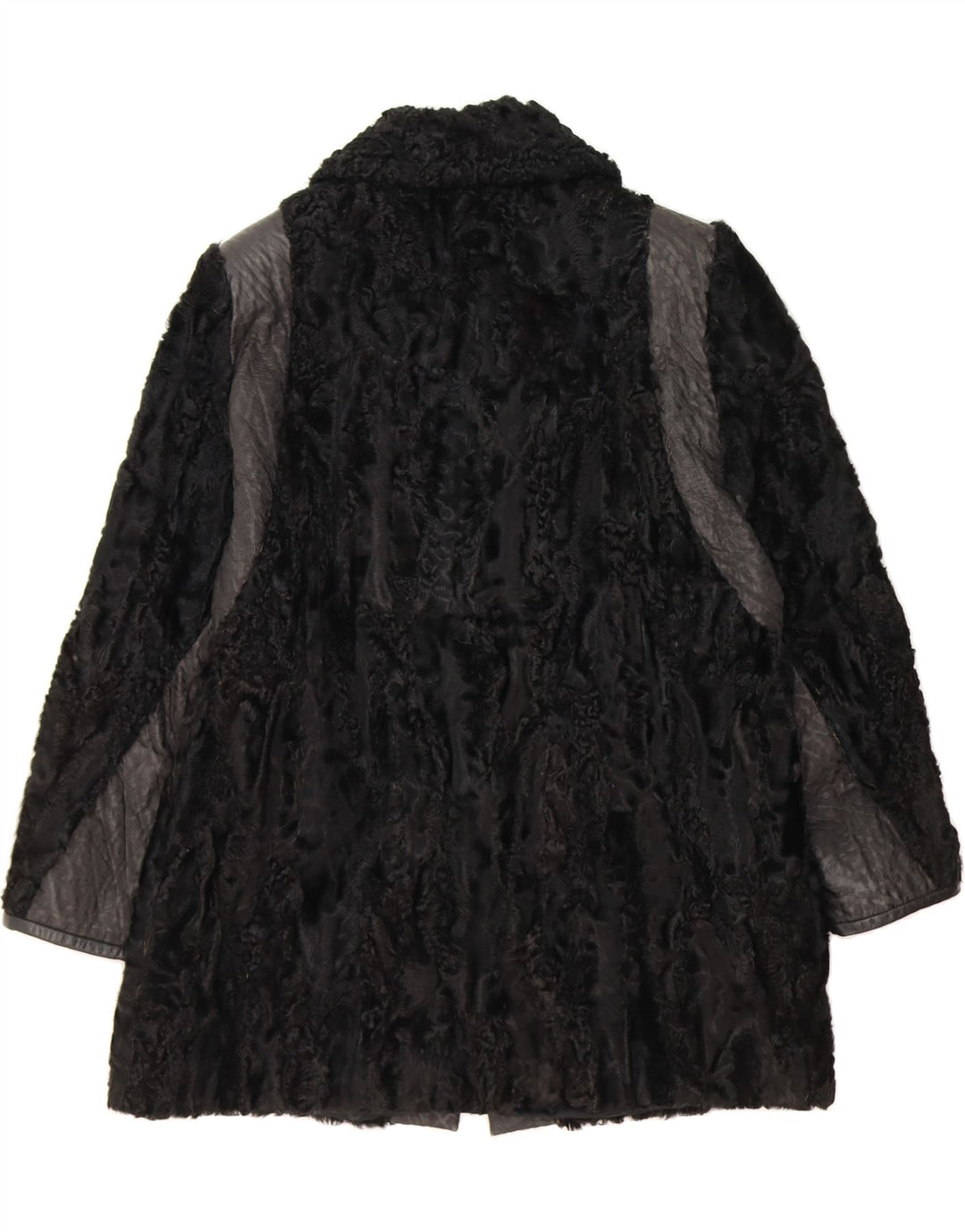VINTAGE Womens Faux Fur Overcoat UK 14 Medium Black Vintage Vintage and Second-Hand Vintage from Messina Hembry 