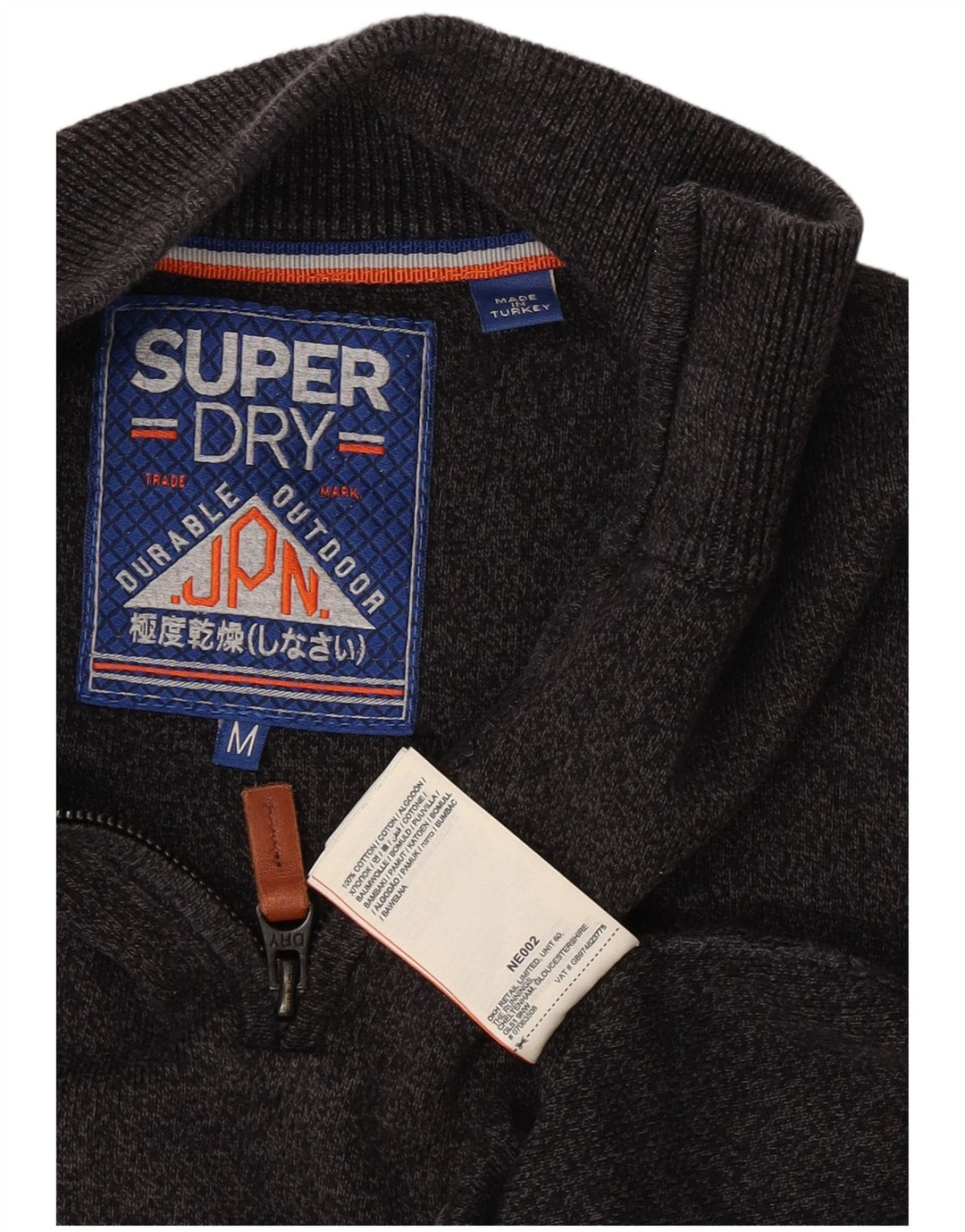 Superdry muški džemper s izrezom i srednje sivim pjegama