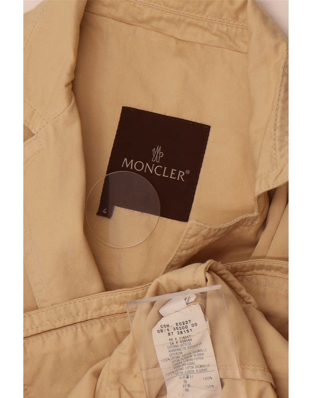 Moncler velika ženska jakna s 3 gumba US 4 Mala bež pamuk