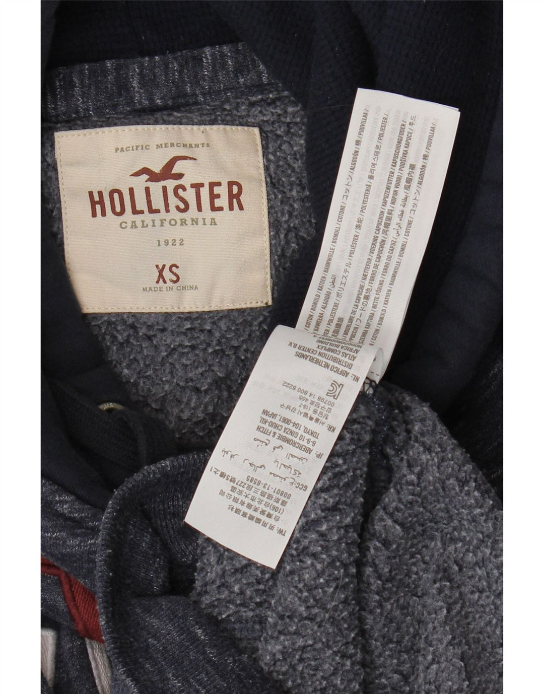 HOLLISTER Muška majica s kapuljačom s grafičkim motivima XS tamnoplavi pamuk u blokovima boja