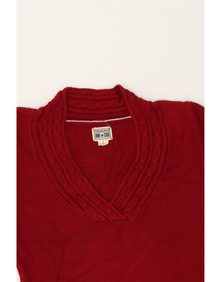 CONVERSE Womens V-Neck Jumper Sweater UK 10 Small Red Cotton Vintage Converse and Second-Hand Converse from Messina Hembry 