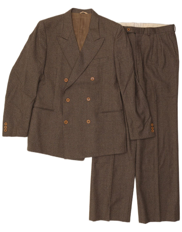 Vintage muško dvodijelno odijelo IT 50 Large W32 L32 Smeđe karirano vuneno