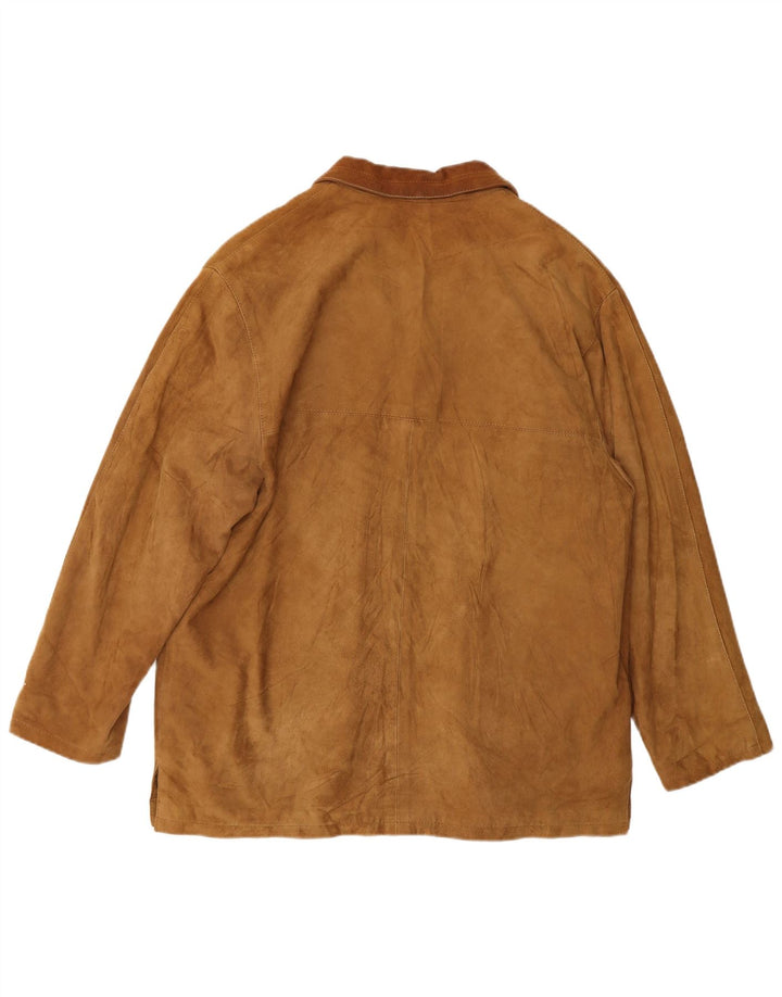 VINTAGE ženska prevelika jakna od brušene kože s 3 gumba UK 10 Mala bež