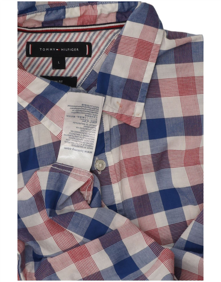 Tommy Hilfiger Mens Slim Fit Shirt Large Multicoloured Check Cotton