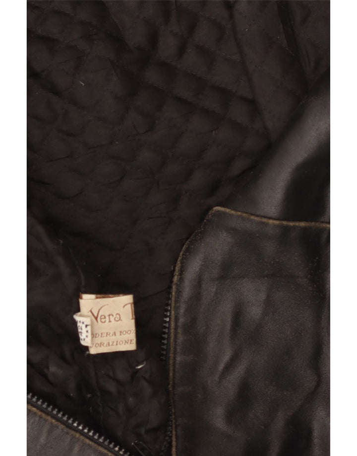 VINTAGE ženska kožna jakna IT 42 srednje crna koža