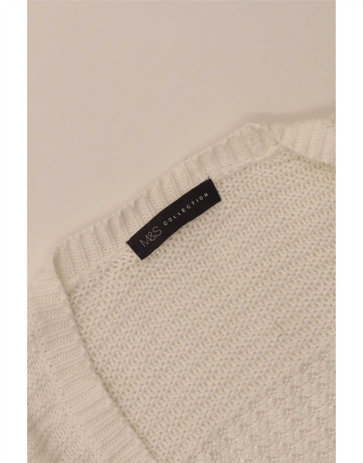 Marks & Spencer ženski otvoreni kardigan pulover UK 8 Small White