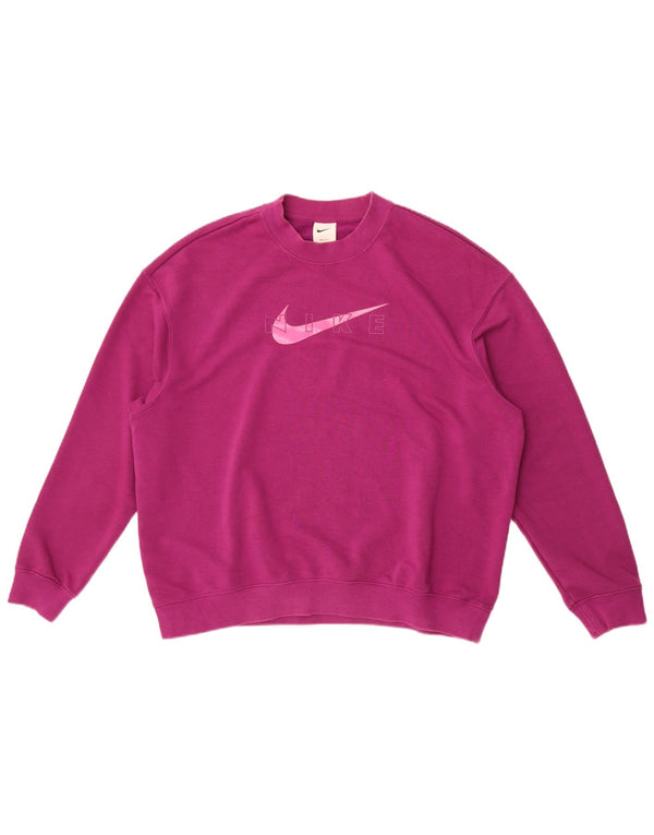 Nike Ženski Dri Fit Graphic Oversized Sweatshirt Jumper UK 10 Small Purple