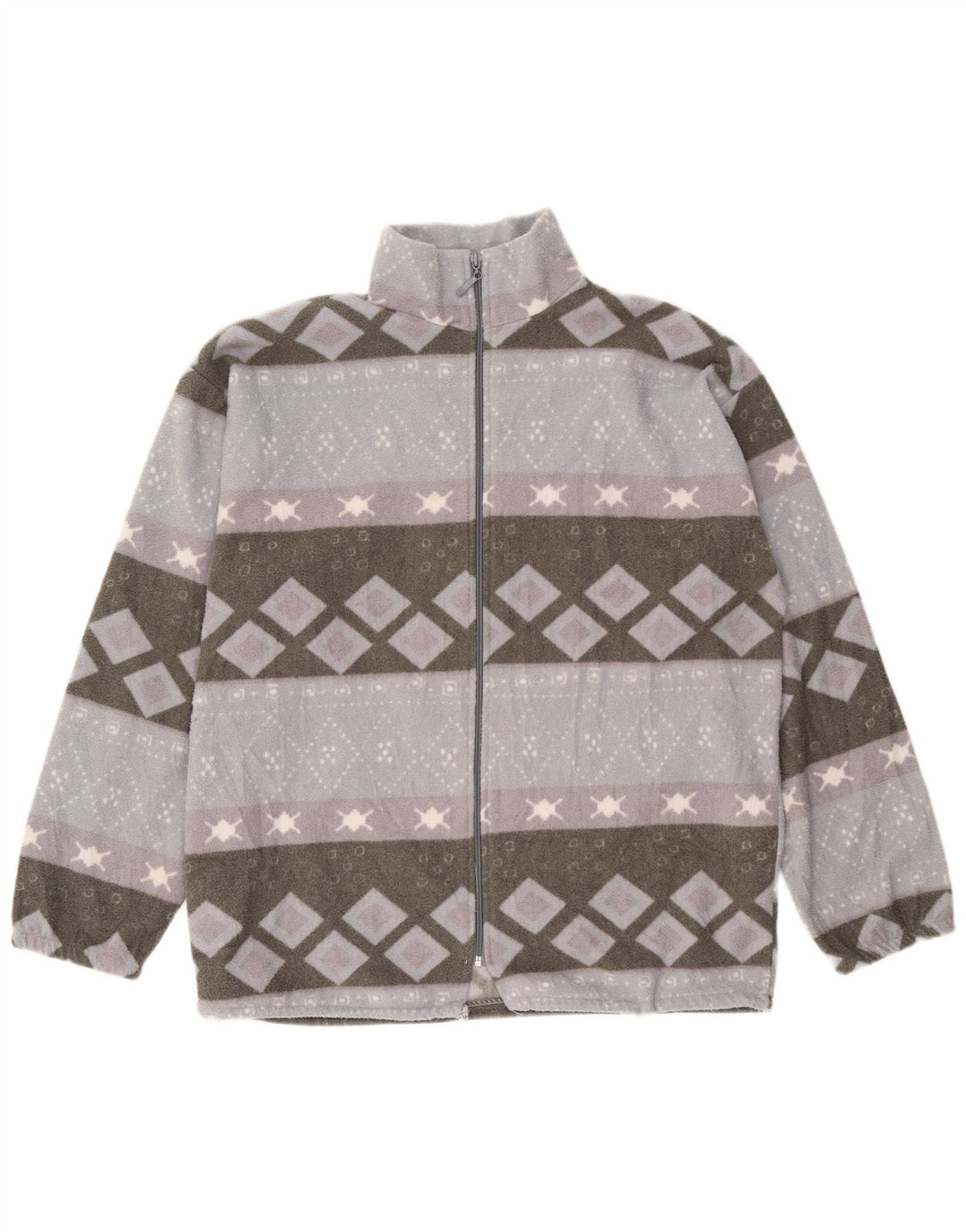 VINTAGE Muška jakna od flisa UK 40 Large Grey Geometric