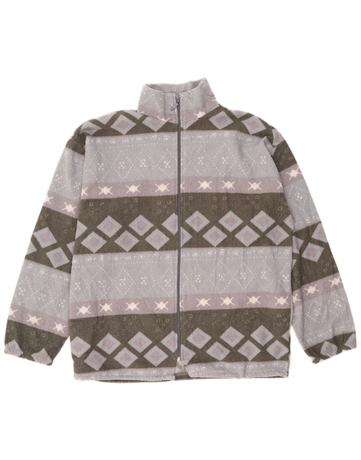 VINTAGE Muška jakna od flisa UK 40 Large Grey Geometric