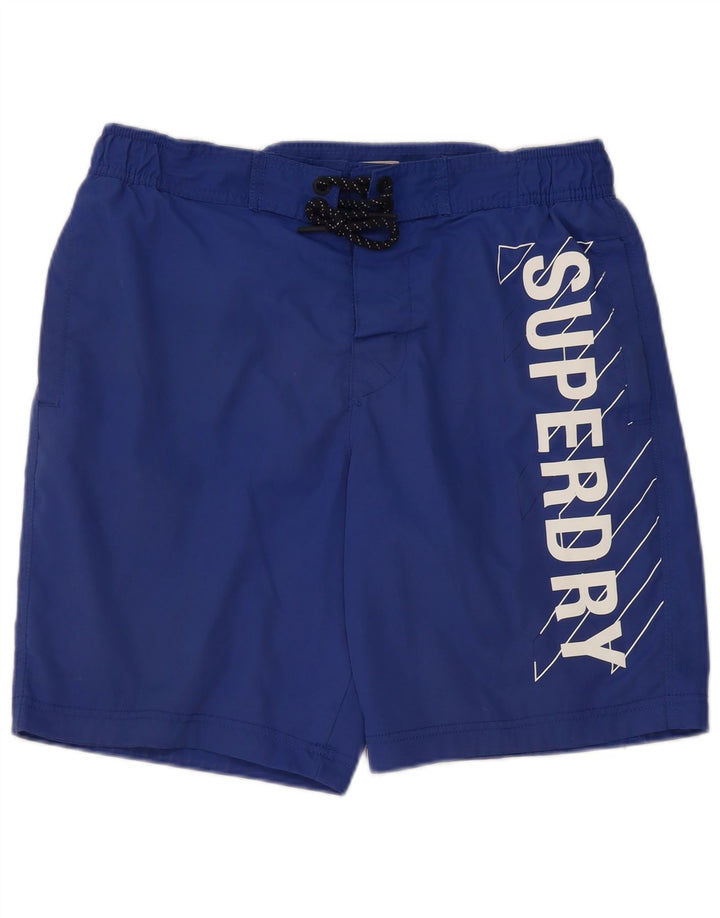 SUPERDRY muške kratke hlače za kupanje s grafičkim motivima, veliki plavi poliester