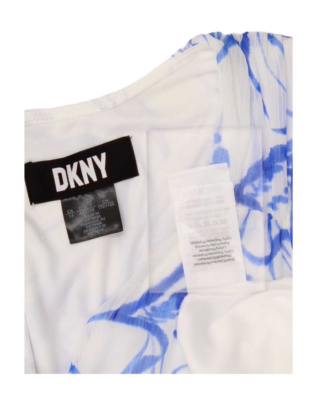 DKNY Womens A-Line Dress EU 46 XL Blue Floral Polyester