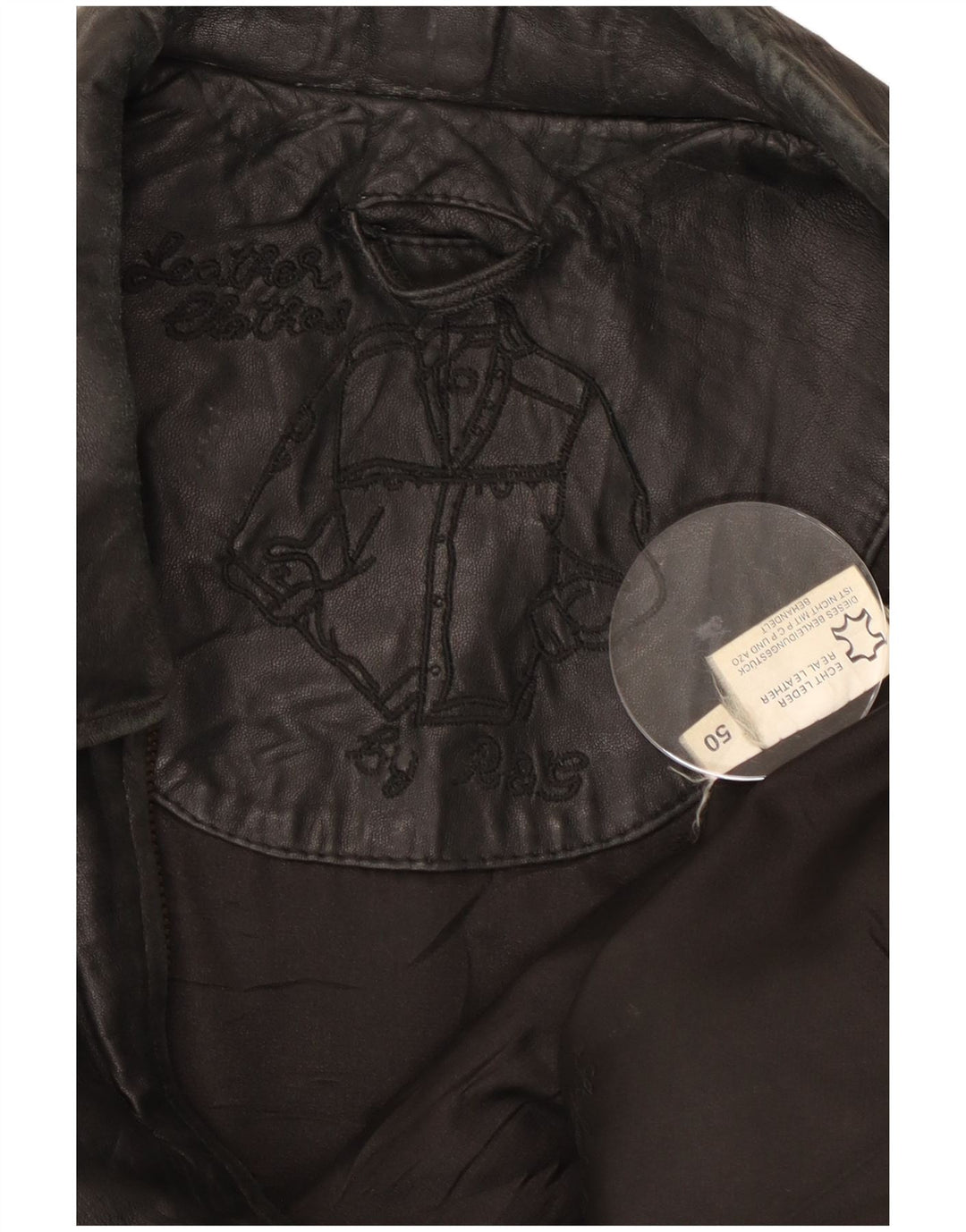 Vintage muška kožna jakna IT 50 velika crna koža