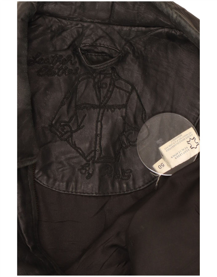 Vintage muška kožna jakna IT 50 velika crna koža