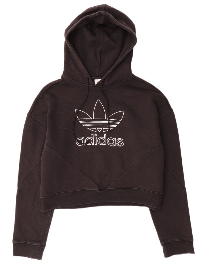 ADIDAS Ženska prevelika majica s kapuljačom s kapuljačom UK 10 Mali crni pamuk