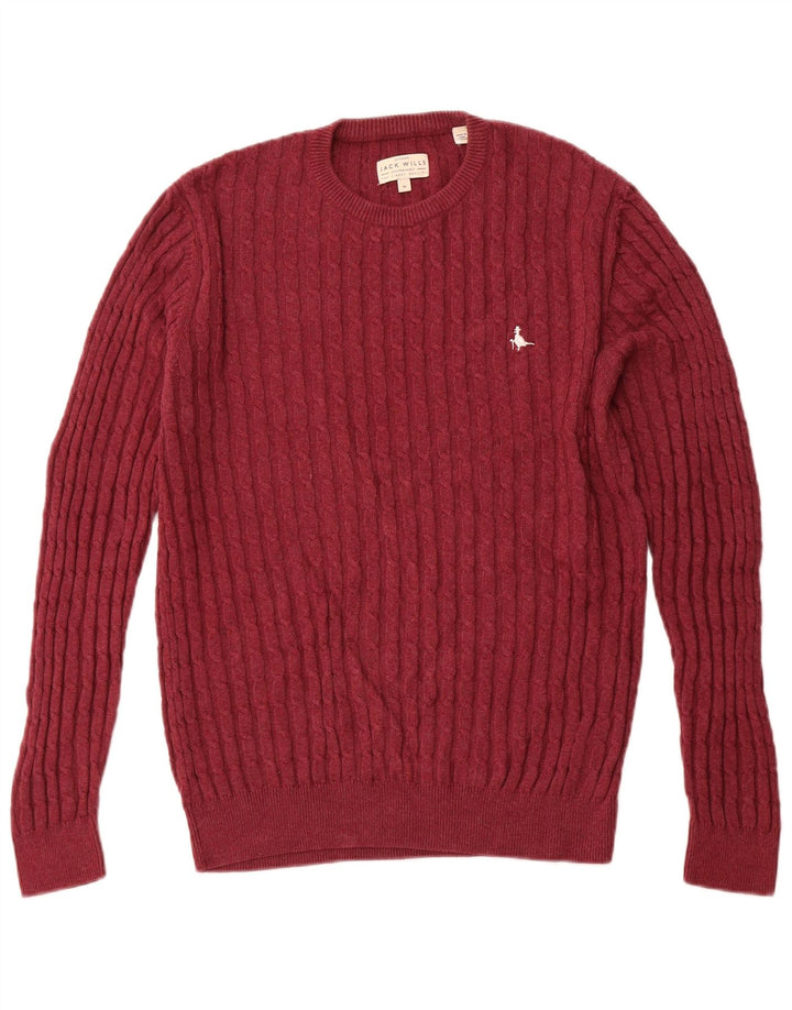 JACK WILLS Muški džemper s okruglim izrezom, srednje kestenjasti pamuk