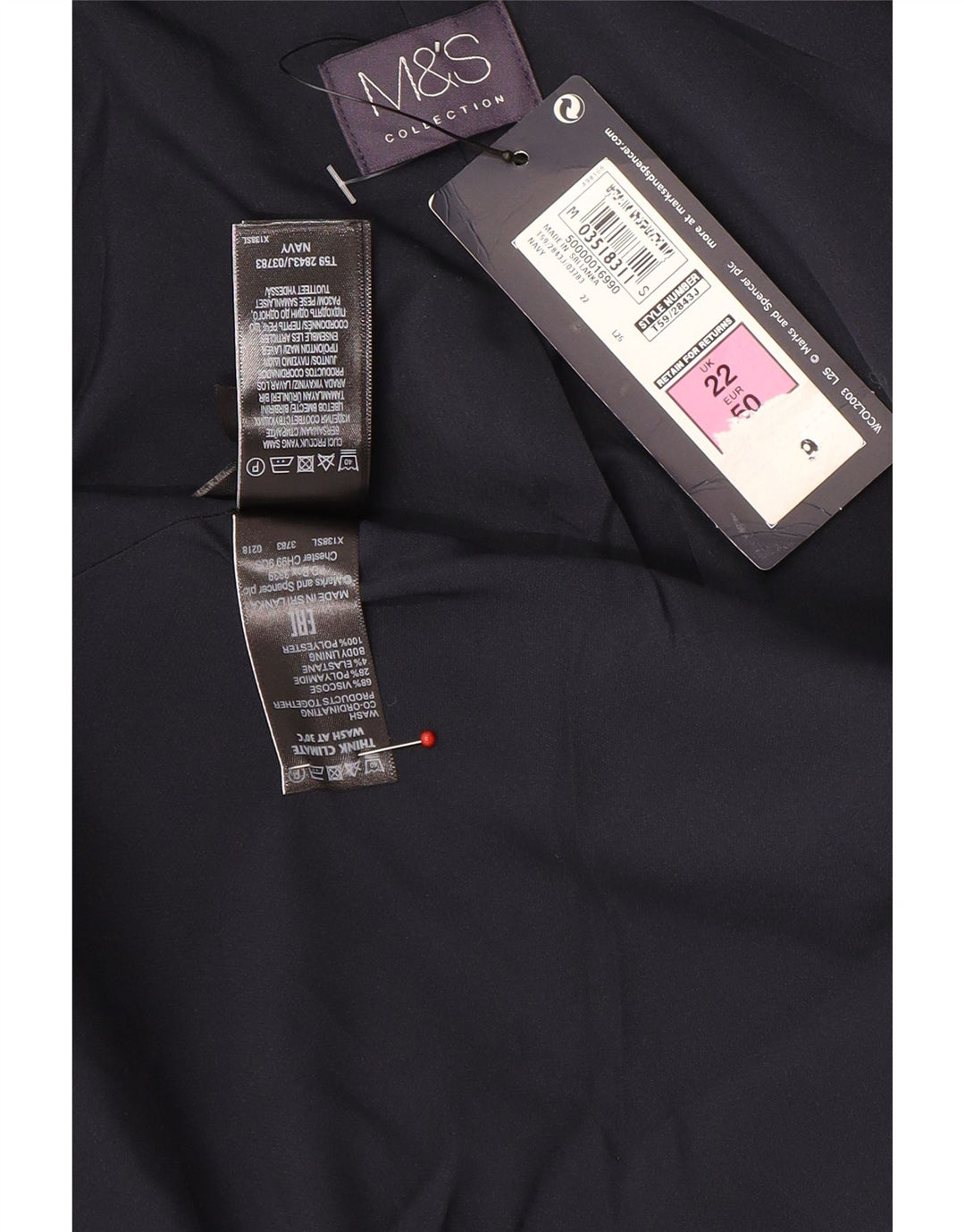 Marks & Spencer ženski sako sa 2 gumba UK 22 3XL tamnoplava viskoza