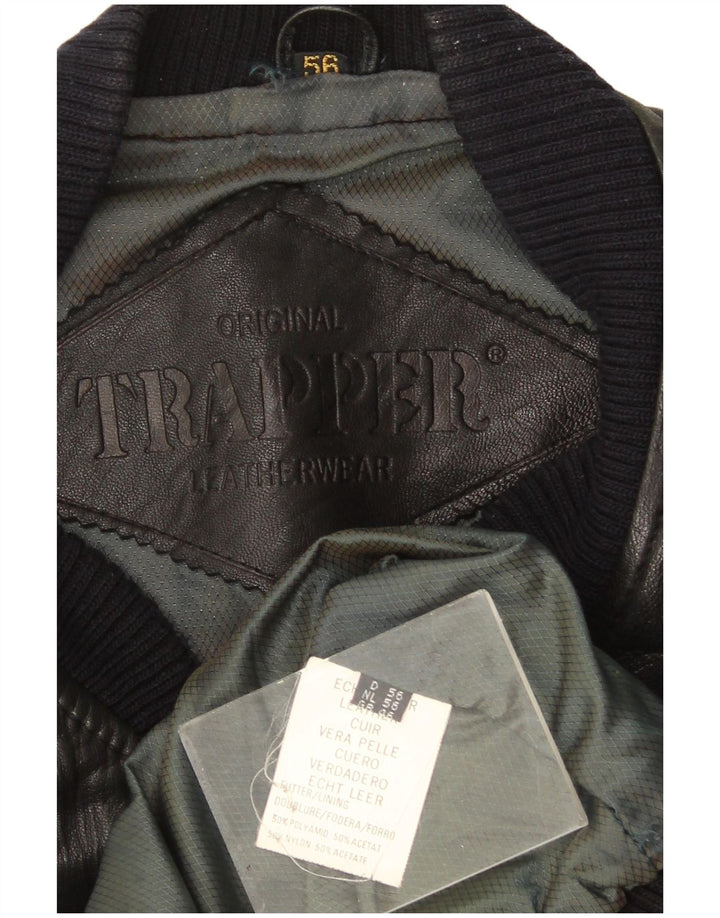 Trapper muška bomber kožna jakna UK 46 3XL crna koža