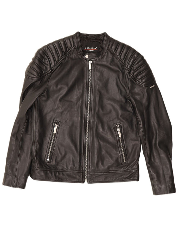 Superdry muška kožna biciklistička jakna UK 42 XL crna