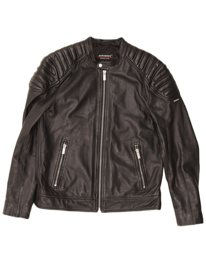 Superdry muška kožna biciklistička jakna UK 42 XL crna
