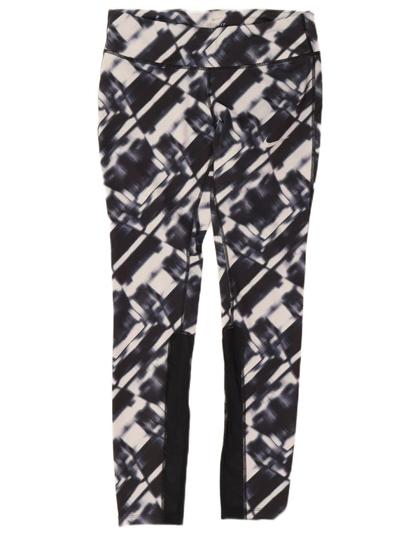 Nike Ženske Dri Fit Leggings UK 12 Medium tamnoplavi geometrijski poliester