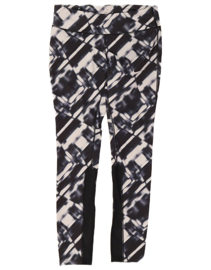 Nike Ženske Dri Fit Leggings UK 12 Medium tamnoplavi geometrijski poliester