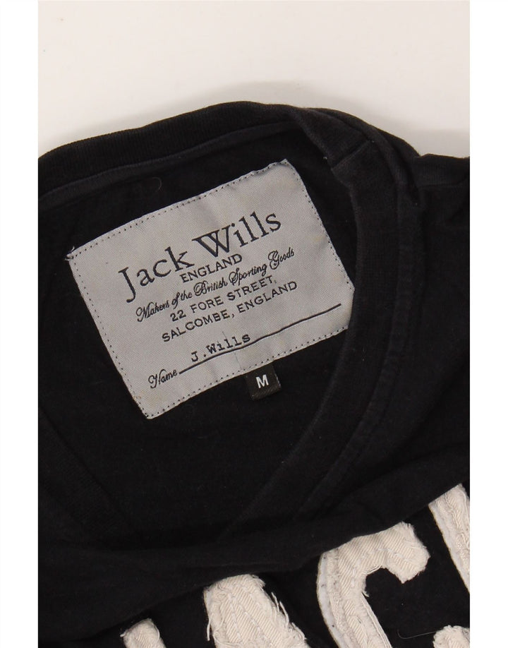 JACK WILLS Muška majica kratkih rukava srednje veličine, crni pamuk