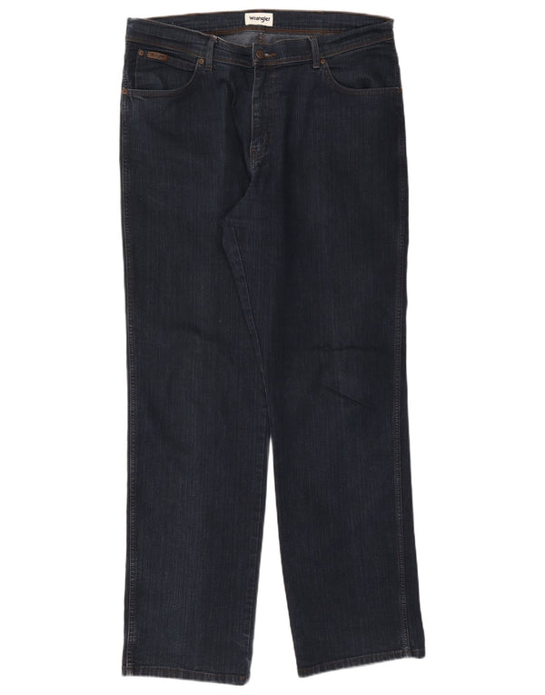 Wrangler muške teksaške ravne traperice W38 L34 tamnoplavi pamuk