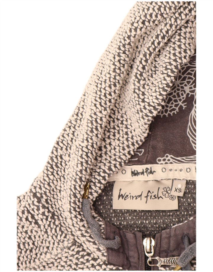 WEIRD FISH Ženski pulover s kapuljačom s patentnim zatvaračem UK 6 XS sivi pamuk