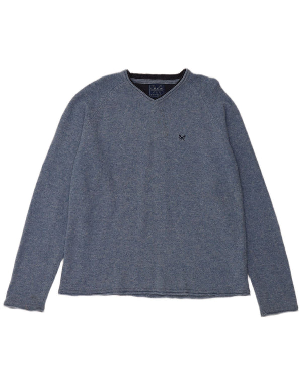 Crew Clothing Muški džemper s V-izrezom s velikim plavim pjegama od janjeće vune
