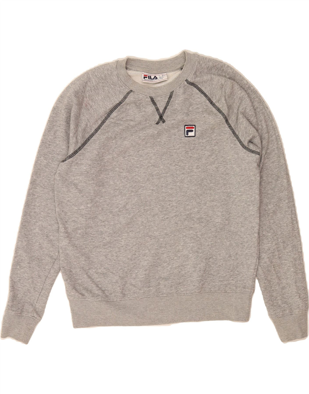 FILA Womens Oversized Sweatshirt Jumper UK 10 Small Grey Cotton Vintage Fila and Second-Hand Fila from Messina Hembry 