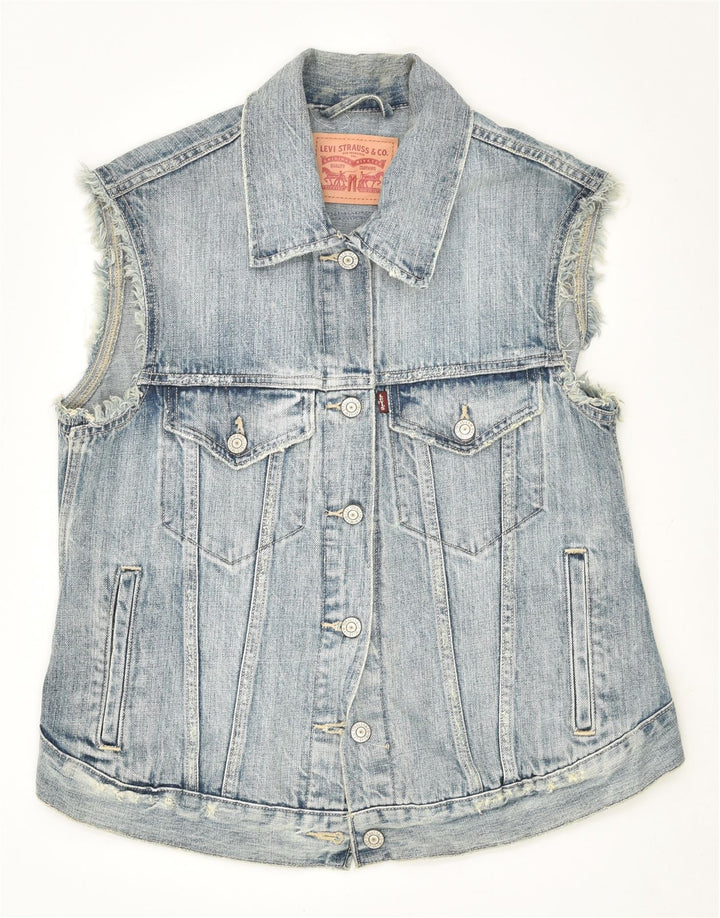 LEVI'S Womens Vintage Denim Gilet UK 10 Small Blue Patchwork Cotton Vintage Levi's and Second-Hand Levi's from Messina Hembry 