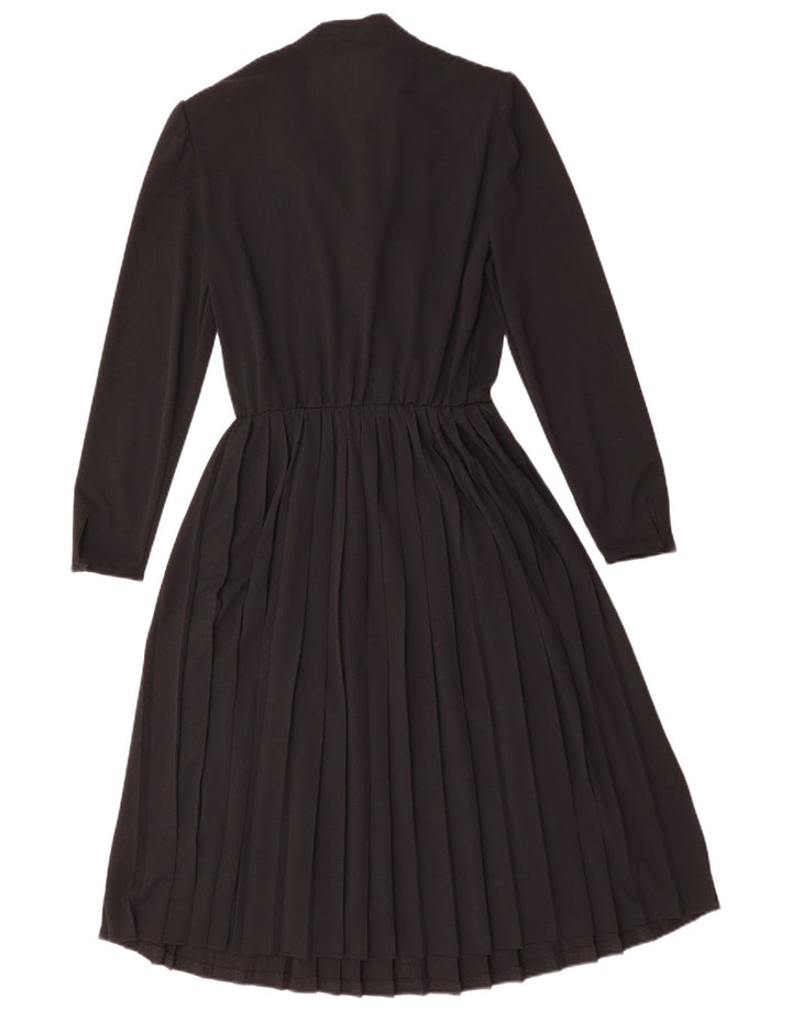 Vintage ženska haljina A-kroja dugih rukava UK 12 srednje crna