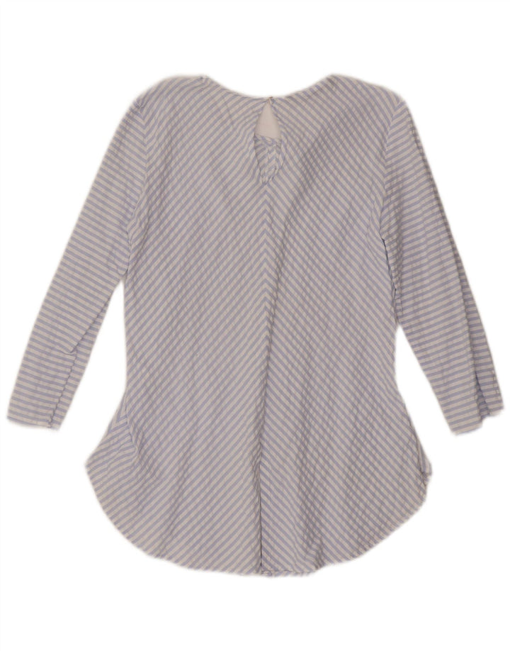 ZARA Womens 3/4 Sleeve Blouse Top UK 12 Medium Blue Striped
