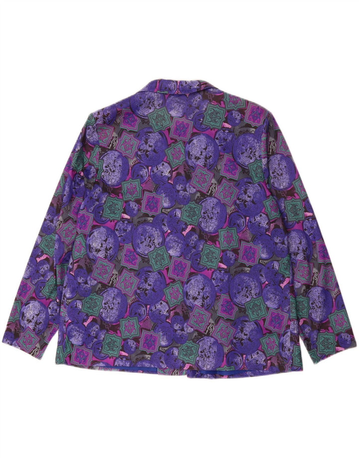 NORMAN LINTON Womens 2 Button Blazer Jacket UK 18 XL Purple Patchwork