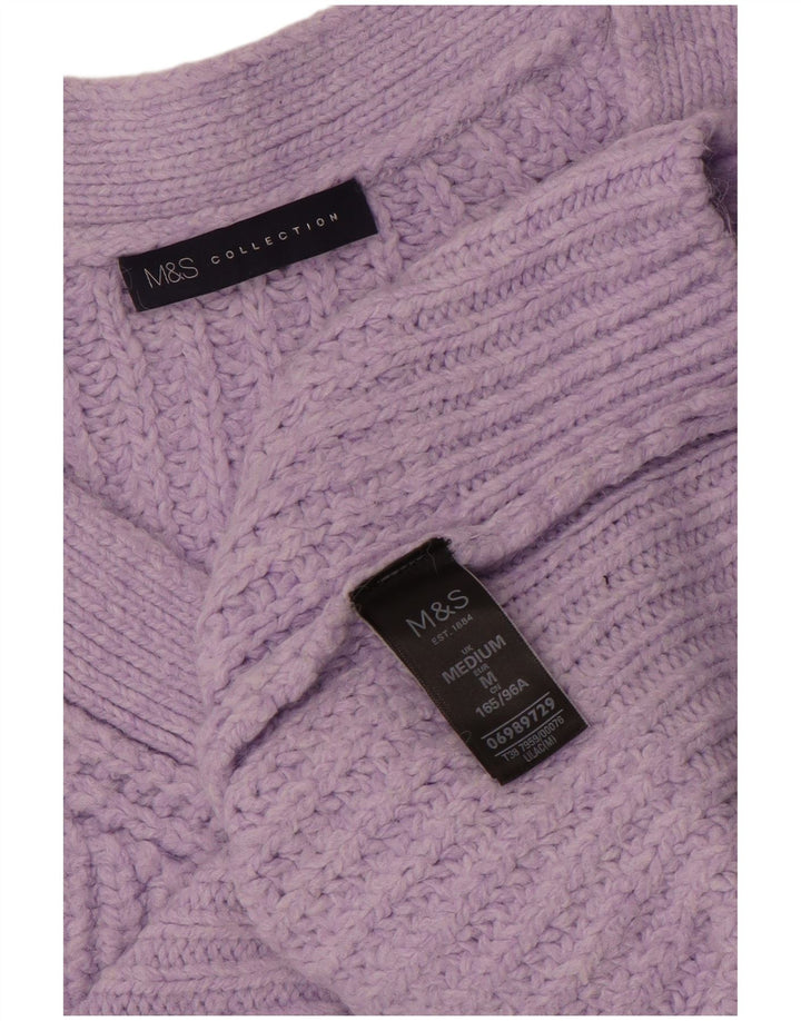 Marks & Spencer ženski veliki džemper s V-izrezom UK 14 srednje ljubičasta