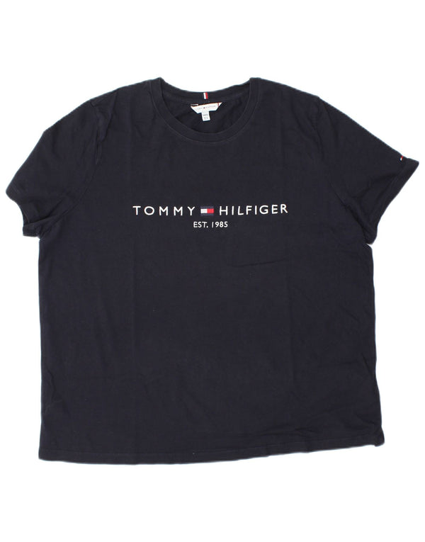 TOMMY HILFIGER Ženska grafička majica kratkih rukava UK 18 XL tamnoplavi pamuk