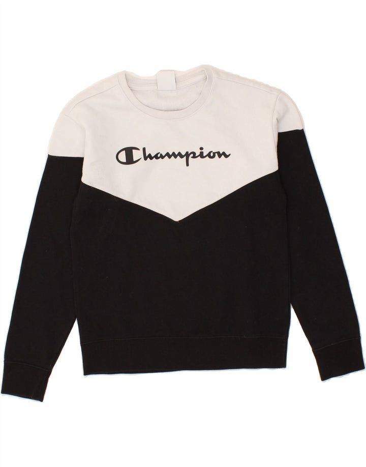 CHAMPION Boys Graphic Sweatshirt Jumper 11-12 Years Large  Black Vintage Champion and Second-Hand Champion from Messina Hembry 