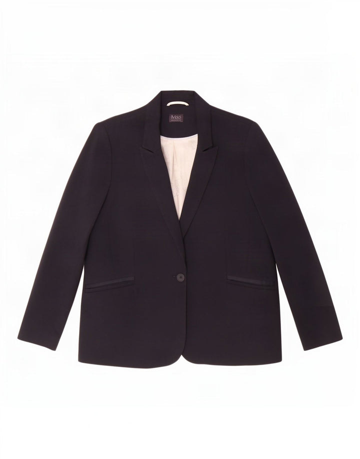 Marks & Spencer ženska jakna sako s 1 gumbom UK 20 2XL tamnoplavi poliester