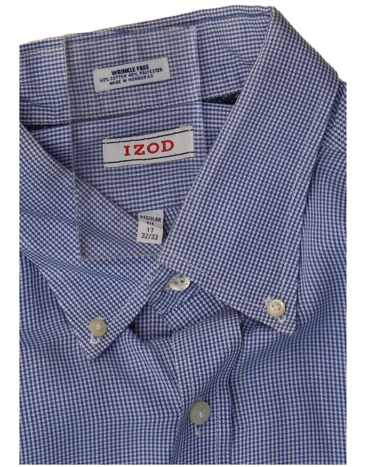 Izod muška karirana majica standardnog kroja, veličina 17 XL, plavi pamuk u obliku ptičje zube