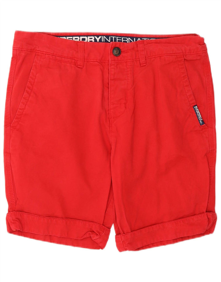 SUPERDRY Muške chino kratke hlače srednje veličine W32, crveni pamuk
