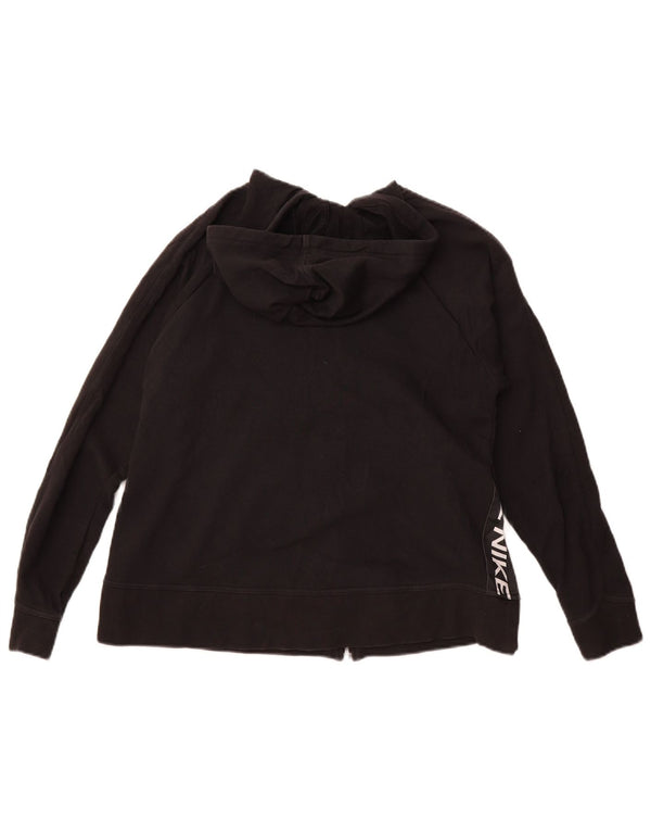 Nike Ženski Dri Fit Graphic Zip pulover s kapuljačom UK 6 XS crni pamuk