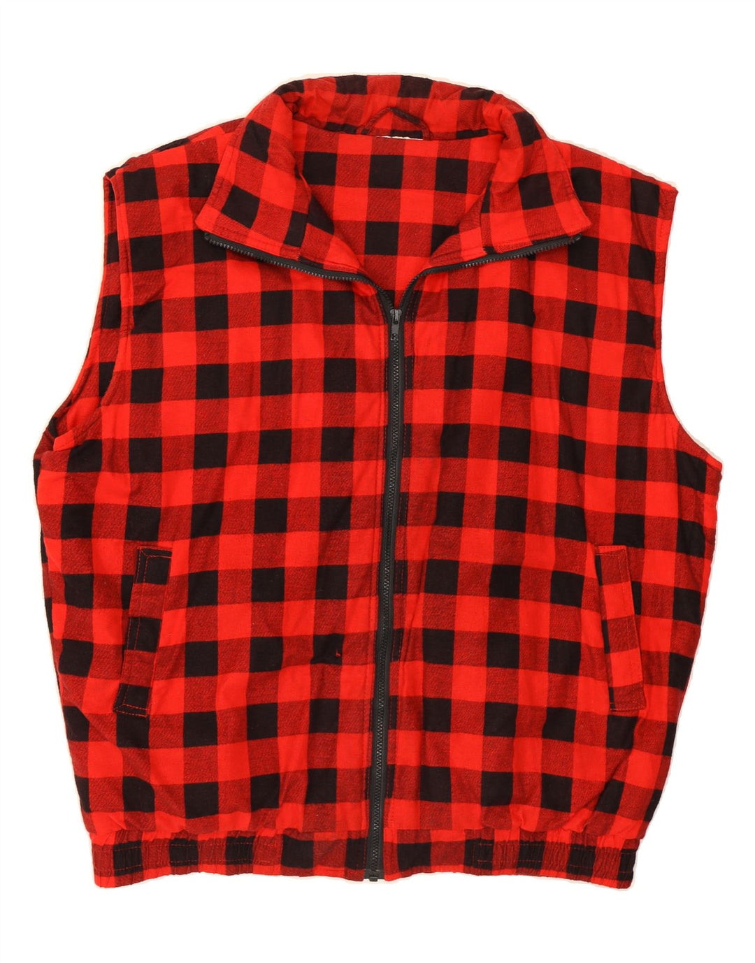 VINTAGE Mens Gilet UK 44 2XL Red Gingham Vintage Vintage and Second-Hand Vintage from Messina Hembry 