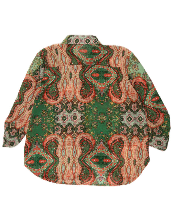 Vintage ženska prozirna košulja bluza UK 16 Veliki zeleni paisley